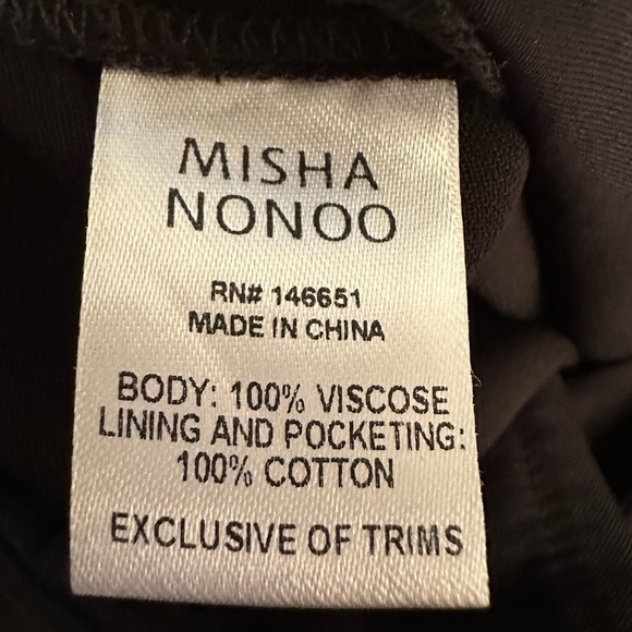 NEW Misha Nonoo Trouser Pants Black Viscose Cotton Size 6 28” Inseam - Picture 9 of 12